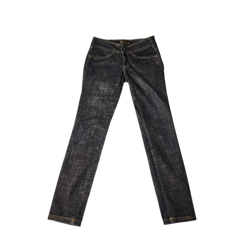 bebe Jeans Women's 28 Black Low Rise Double Button Skinny Crop Y2K Made USA